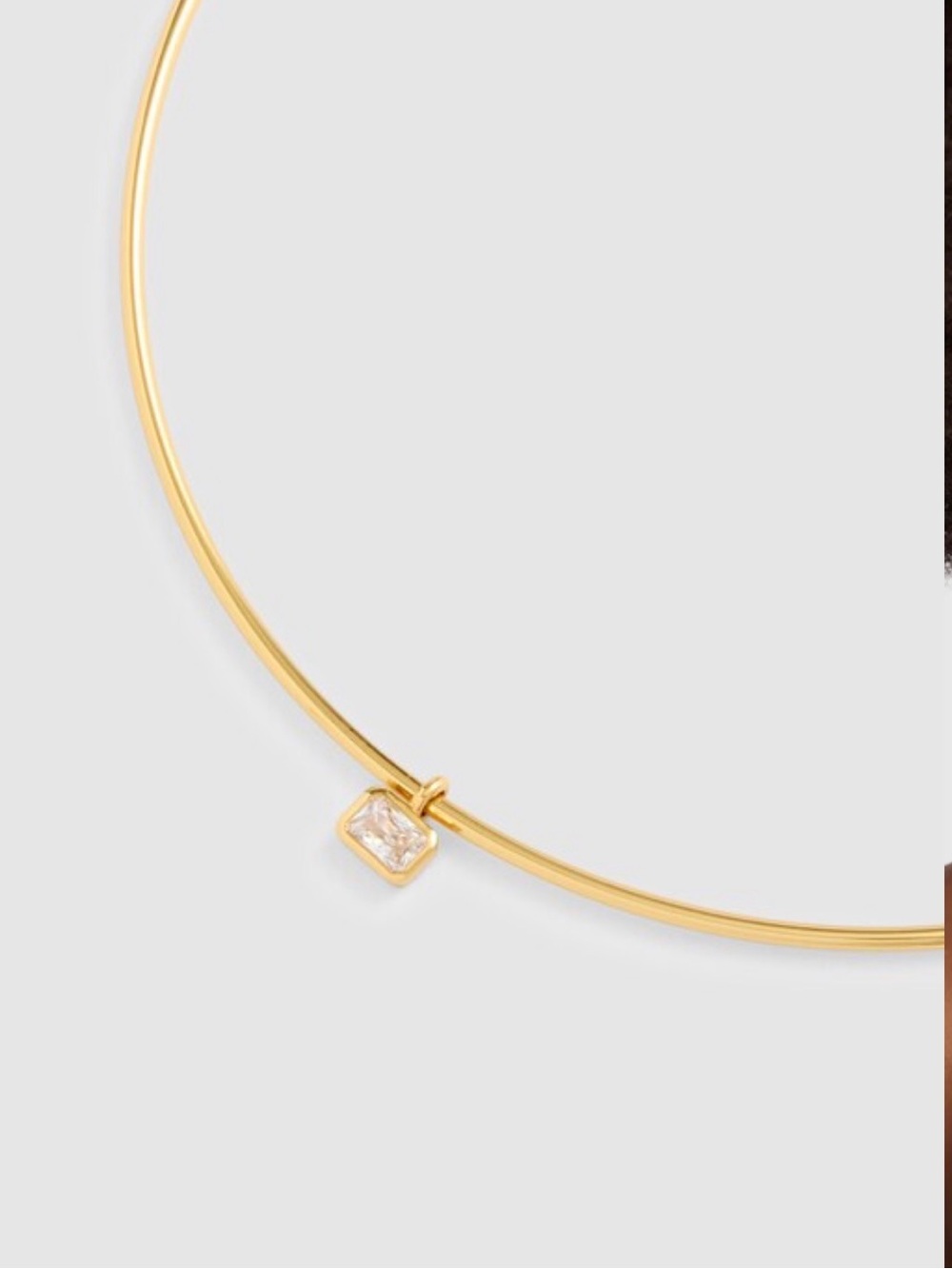 Emerald Cut Crystal Wire Necklace